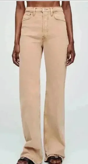 Re/Done Womens Khaki 90s‎ High Rise Loose Fit Denim, Size 31 thumbnail 1