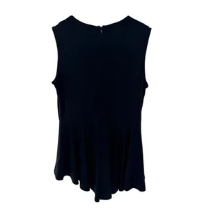 Joseph Ribkoff Black Studded‎ Peplum Top Sleeveless Mesh Zipper Blouse Size 6 thumbnail 4