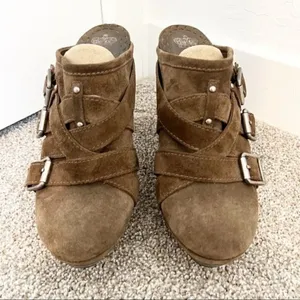 Juicy Couture‎ Collette Mules Size 8 Brown Suede Wood Platform Y2K Bratz Glam thumbnail 2