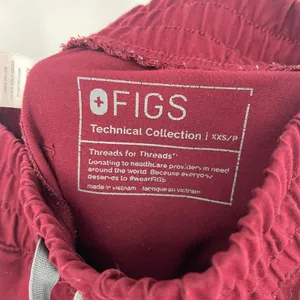 FIGS Zamora Jogger Scrub Pants Burgundy Drawstring XXS Women's thumbnail 3
