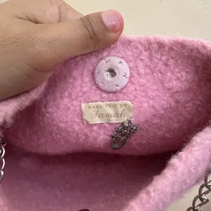 & Other Stories Handmade Knitted Mini Micro Pink Purse‎ Chained Handle thumbnail 5