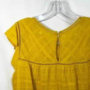 John Paul Richard Large Top Yellow Cap Sleeve‎ Blouse Raw Boho Boxy Gauzy 1684 thumbnail 8
