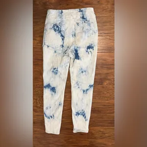Veronica Beard Kallie Tie Dye High Rise Straight Leg Crop Jeans Bleached Size 23 thumbnail 2