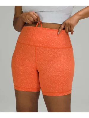 Lululemon Wunder Train High-Rise Short 6” Crunch Coral Everlux Bike Shorts 12 thumbnail 4