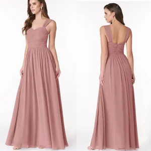 Azazie Zapheira‎ Dusty Rose Pink A-Line Ruched Chiffon Dress Bridesmaid 8 thumbnail 2