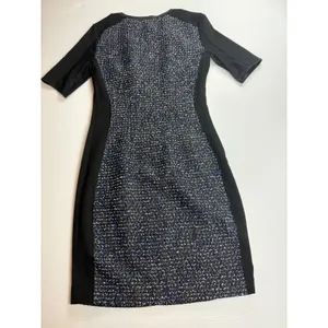 Elie‎ Tahari Women's Black Blue Tweed Dress Zipper Front Short Sleeve thumbnail 5