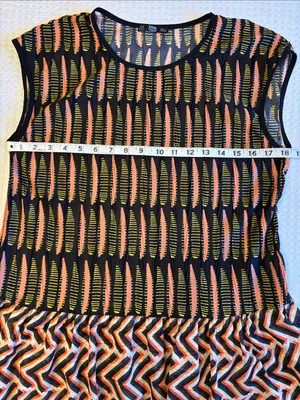Zara MEDIUM Boho Tunic Top Sleeveless Blouse Black Coral Patterned Ruffle Hem thumbnail 10