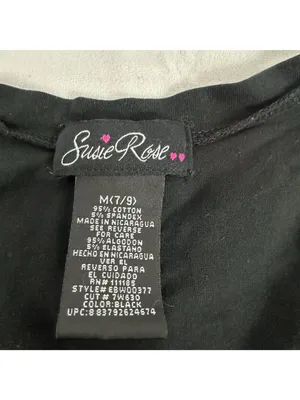 Susie Rose Womens Black V-Neck Embellished T-Shirt Size M Stretchy Cotton Blend thumbnail 4