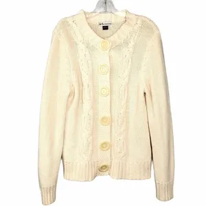Vintage GoFish Cream Cable Knit Button Up Cardigan Sweater Large Buttons XL thumbnail 2