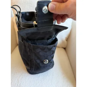 Coach Soho Tote Bag Women's Black Canvas Casual Signature Monogram Multi Pocket thumbnail 4