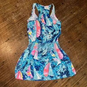 Lilly Pulitzer Tideline Sparkling Blue Hey Bay sailboat XS tank dress thumbnail 4