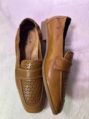 Clarks Women's Perforated Leather Penny Loafers in Tan thumbnail 5