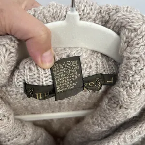 inis crafts merino 100% wool Sweater L Tan Long Full Zip Cable Knit Ireland Boho thumbnail 11