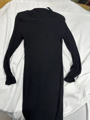 Ambiance Black Ribbed Mock Neck Long Sleeve Sweater Dress Size L Style 72540 thumbnail 1
