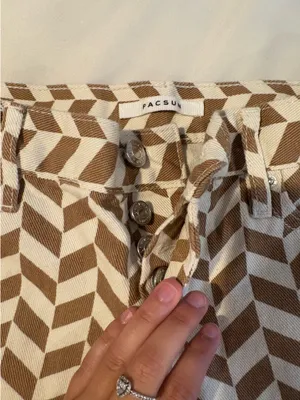 Pacsun brown and white checkered low rise jeans thumbnail 2