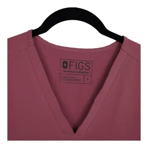 FIGS Technical Collection Casma V‎ Neck Scrub Top Womens Small Burgundy Stretch thumbnail 8