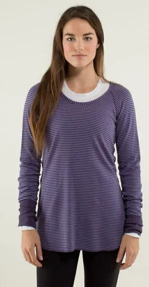 Lululemon Open Your Heart Stripe Reversible Fitted Long Sleeve Athletic Top‎ 2 thumbnail 1