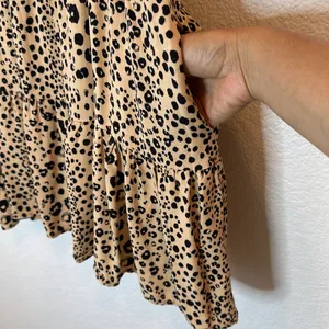 Leopard Print Spaghetti Strap Mini Dress Tan Size M thumbnail 3