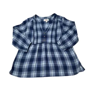 Wrangler Blue White Black Plaid Pintuck Blouse Western Boho Size Medium thumbnail 7