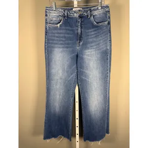Flying Monkey High Rise Wide Leg Crop Jeans Raw Hem Size 31 thumbnail 2