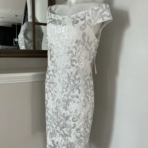 Eliza J. IVORY Off-the-Shoulder Dress Sequined Size 16, New w/Tag Retail $168 thumbnail 4