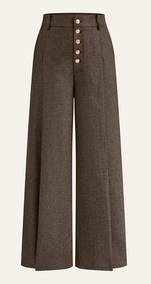 Commence High-Waisted Button-Front Wide-Leg Pants medium  New thumbnail 1