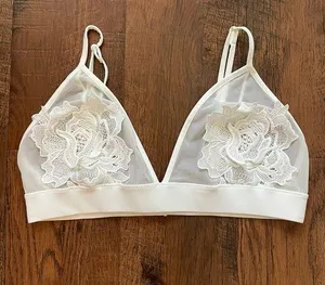 MEGAN slip over pretty floral appliqué bra thumbnail 1