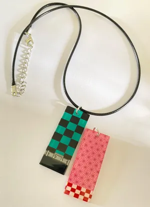 Handmade Demon slayer Nezuko tanjiro necklace set 💚 thumbnail 1