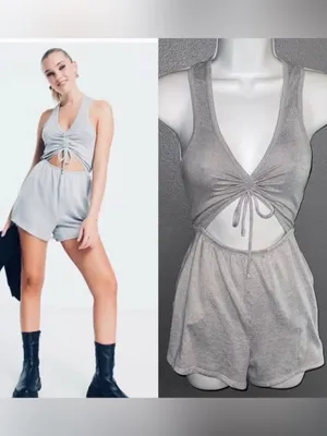Gilly Hicks Vintage Grey Sexy Cut Out Romper Jumspuit Outfit Womens XS - Small thumbnail 2
