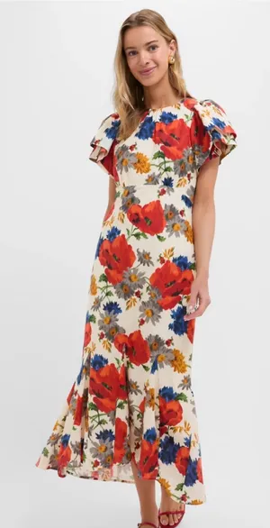 Tuckernuck Crimson Poppy Cotton Linen Elodie Dress thumbnail 1