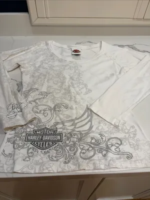 Harley Davidson white long sleeve shirt thumbnail 2