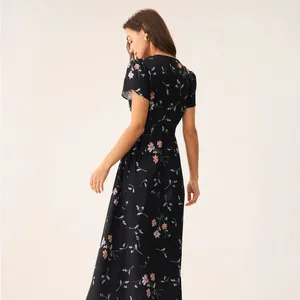 RIHOAS Black Floral Wrap Maxi Dress thumbnail 2