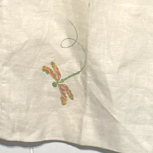 Paraphrase Linen Pants Womens 12 Ivory Embroidered Dragonfly Wide Leg Crop thumbnail 4