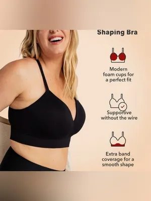 Truekind Supportive Comfort Wireless Shaping Bra Black Seamless Black Large NWT thumbnail 2