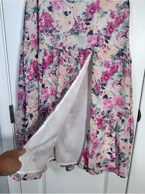 En Saison Fleur Midi Skirt M Free People Pink Floral Tiered Cottagecore Romantic thumbnail 4