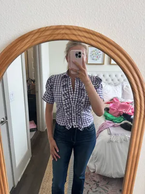 Double R by Ravi Ratan Purple gingham top thumbnail 6