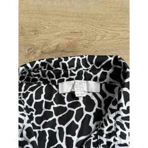 NWOT‎ Womens Loft black white leopard print satin button up shorts pajamas MP SP thumbnail 4