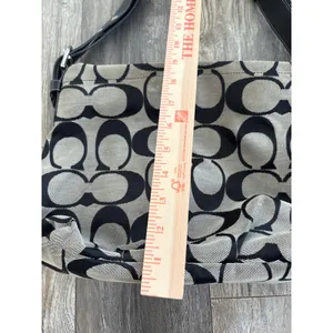 Vintage y2k Coach Signature Large C Carly Hobo Bag Black Grey Canvas Leather thumbnail 3