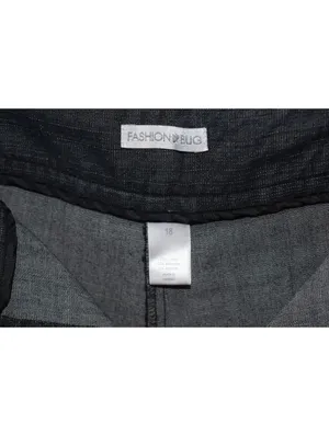 Fashion Bug Womens Gray Chambray Look Straight Leg Trousers Plus Size 18 thumbnail 3
