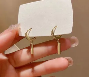 18K Gold Plated Circle Bar Dangle Drop Earrings for Women,Huggie Hoop Earrings thumbnail 3