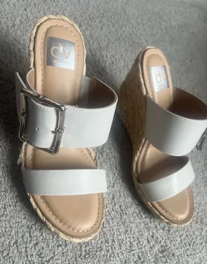 Dv Dolce Vita Lucine‎ 7.5 Raffia Wedge Platform Wide Buckle Straps Sandals thumbnail 1