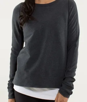 Lululemon Exhalation Pullover Heathered Black Women Sz 2/4 thumbnail 1