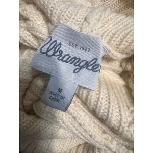 Wrangler Cream Cable Knit Cowl Neck Poncho Sweater Chunky Womens Medium Ivory thumbnail 6