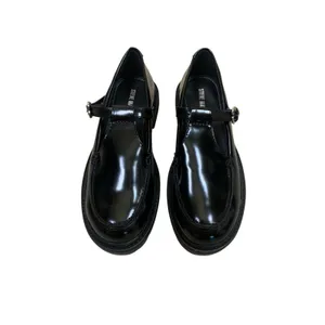 Steve Madden Leona Black Patent Mary‎ Jane Loafers Lug Sole Women's Size 5 thumbnail 3