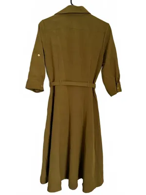 Sharagano NEW Women's Shirt Dress Size 6 Olive Green Classic City Office Preppy thumbnail 2