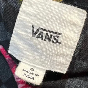 Vans Black Check Gingham Floral Short Sleeve Cropped Button Down Shirt Top Sz M thumbnail 4