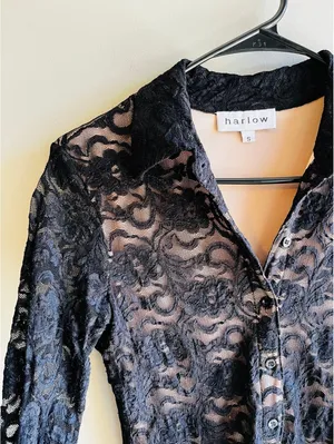 Harlow Black Lace WhimsiGoth Romantic Top Small thumbnail 4
