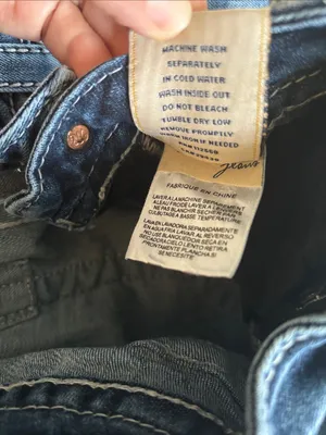 VTG Miss Me Mid~Rise Distressed Boot Cut Jean Sz 32 Embellished Embroidered Blue thumbnail 8