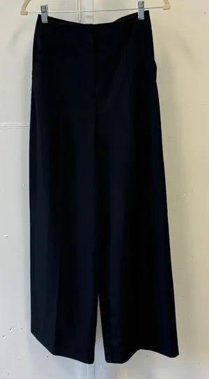 NWT OAK + FORT Women’s Wide Leg Contemporary Minimalist Trouser Pants Black Sz 2 thumbnail 1