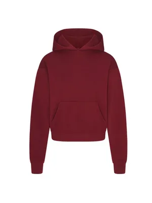 NEW SKIMS Cotton Fleece Pullover Hoodie Sweatshirt Merlot - Women XS $88 thumbnail 6